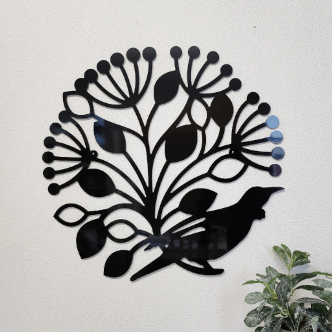 Tui Pohutukawa Circle ACM Wall Art NZ Made - Select Your Colour