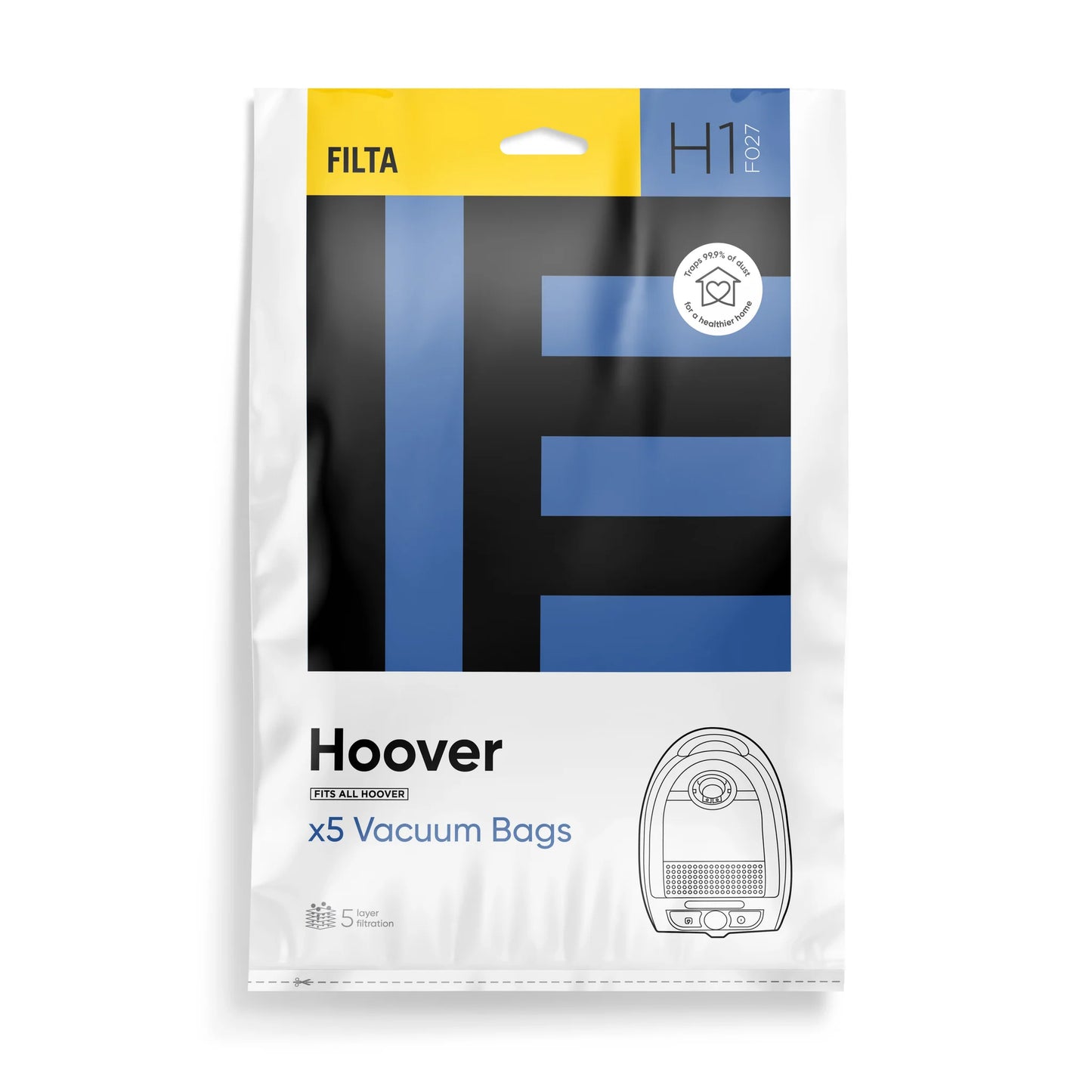 FILTA Hoover SMS Multi Layered Vacuum Bags 5 Pack - 20019 (F027)