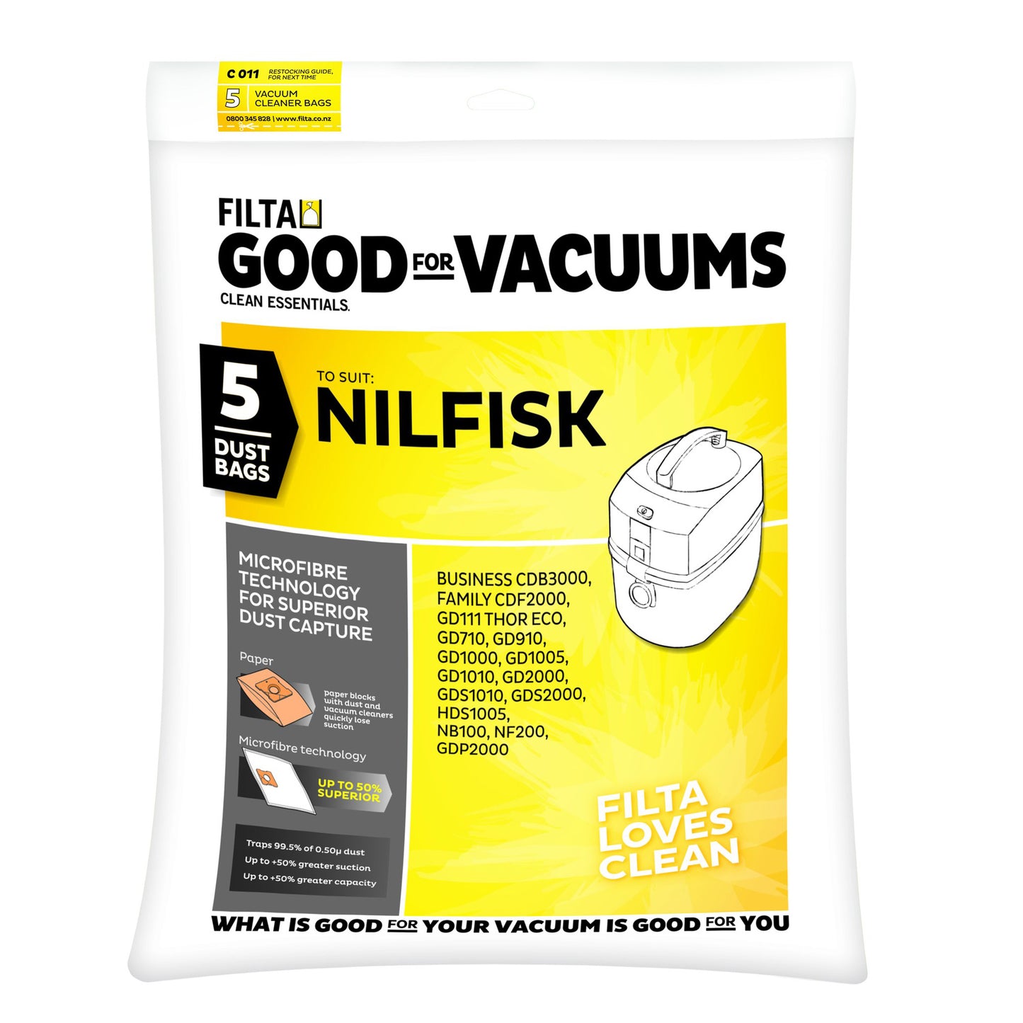 Nilfisk Vacuum Dust Bags 20016 (C011) Filta