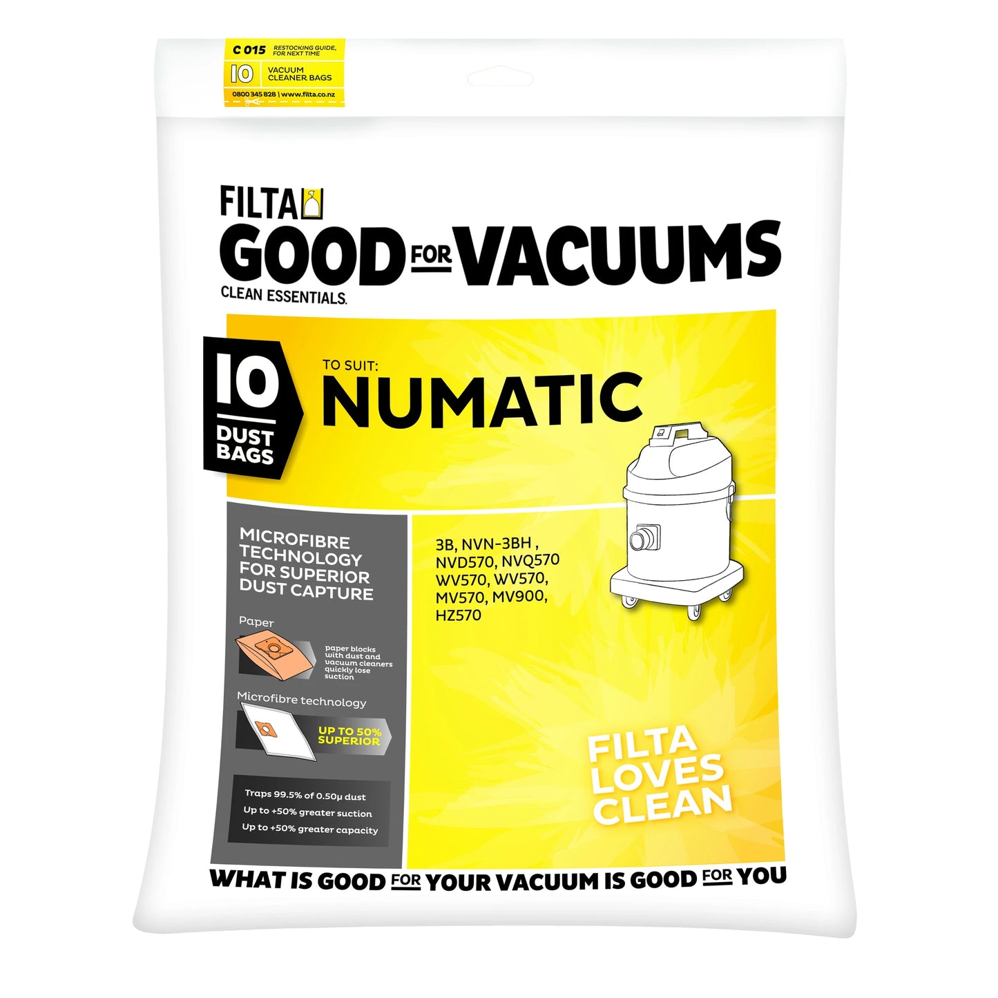 Numatic Vacuum Dust Bags 10pack 20093 C015