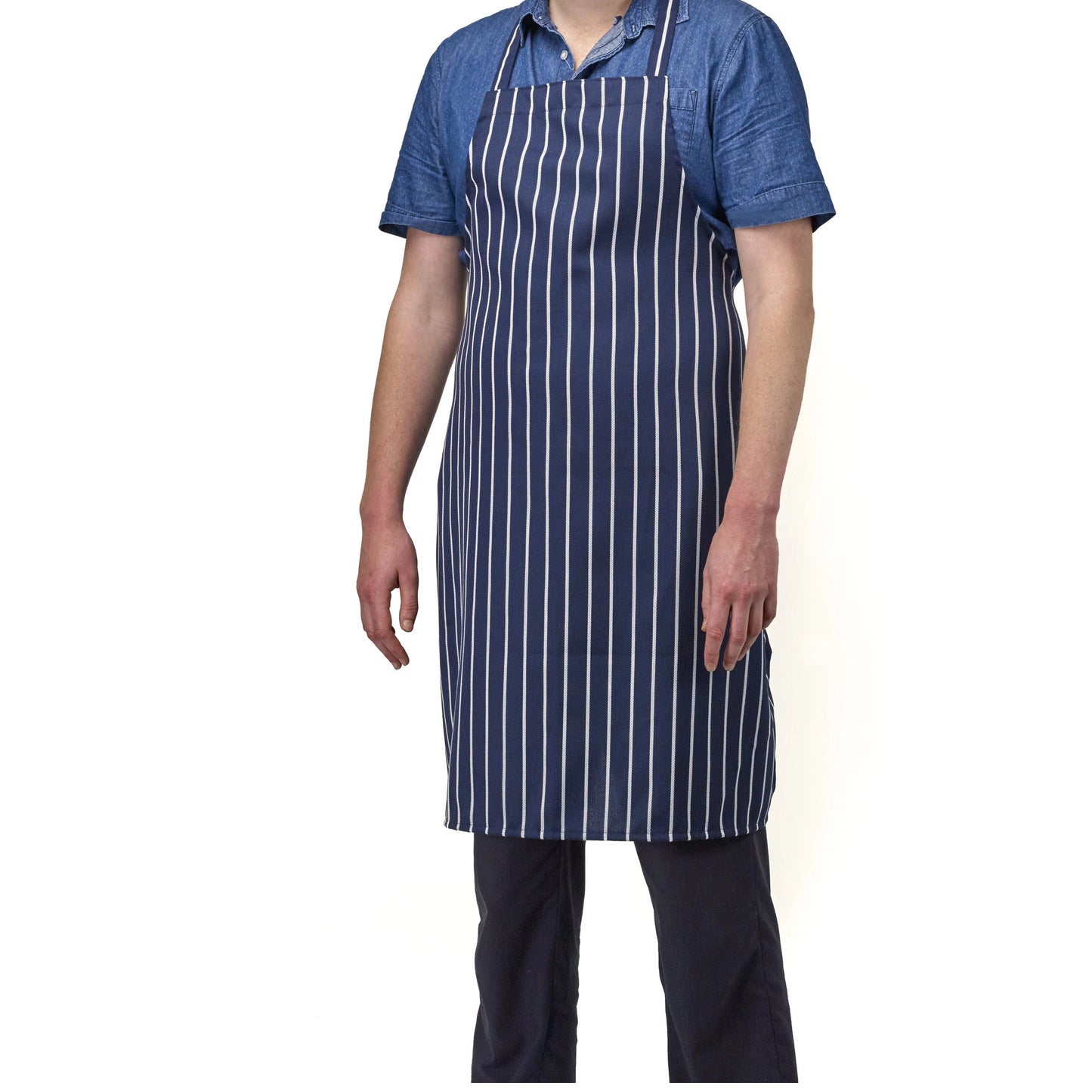 Butcher Bib Apron - Navy Striped