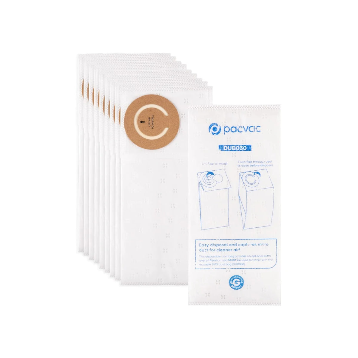 PacVac Thrift 5L Synthetic Vacuum Bags 10 Pack - DUB030