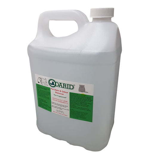Odarid Pet Stain & Odour Remover in a clear plastic bottle.