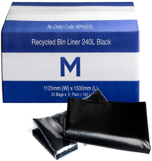 240 Litre FP Recycled Bin Liners - Black (FIT THE NEW AUCKLAND BINS)
