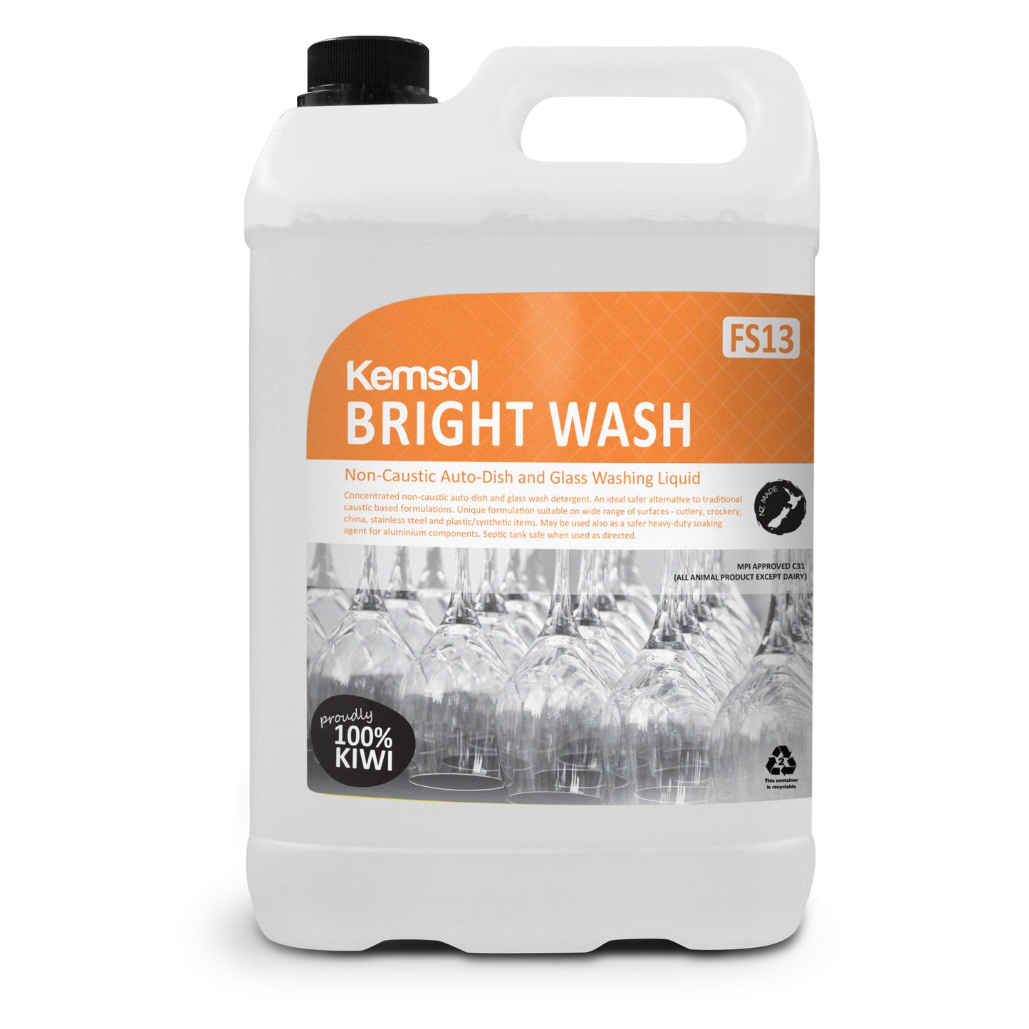 Kemsol Bright Wash Non-Caustic Auto-Dish and Glass Washing Liquid - Select Your Size