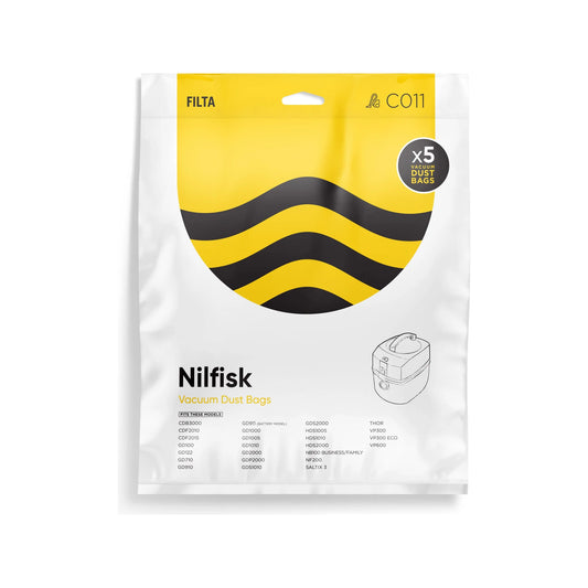 FILTA Nilfisk GD, VP Series SMS Multi Layered Vacuum Bags 5 Pack - 20016 (C011)