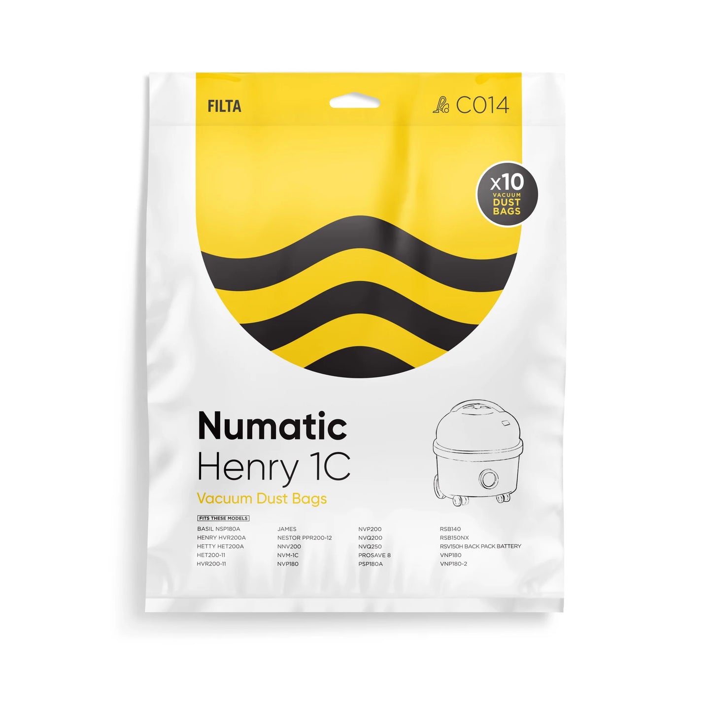 FILTA Numatic Henry 1C SMS Multi Layered Vacuum Bags 10 Pack - 60092 (C014)