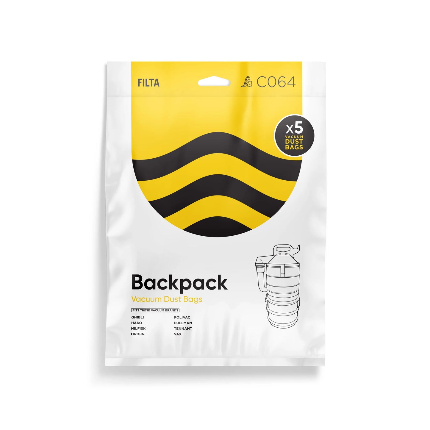 FILTA Common BackPack SMS Multi Layered Vacuum Bags 5 Pack - 18008 (C064)