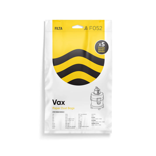 FILTA Vax Paper Vacuum Bags 5 Pack - 12011 (F052)