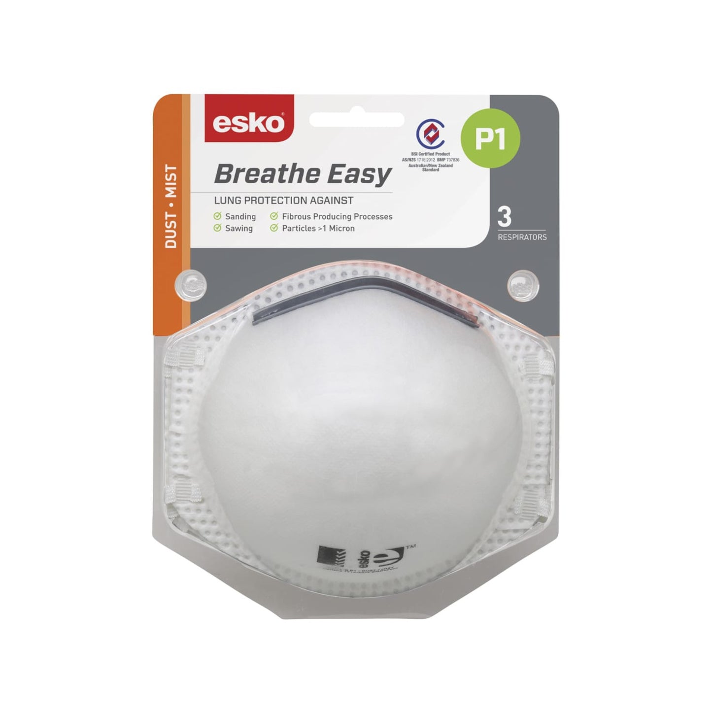 Esko Breathe Easy P1 Non-Valved Mask 3 Pk