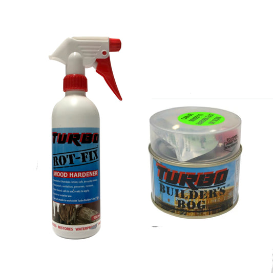 Turbo Rot-Fix Wood Hardener 500ml & Builders Bog 250ml Combo - Save a Few $$