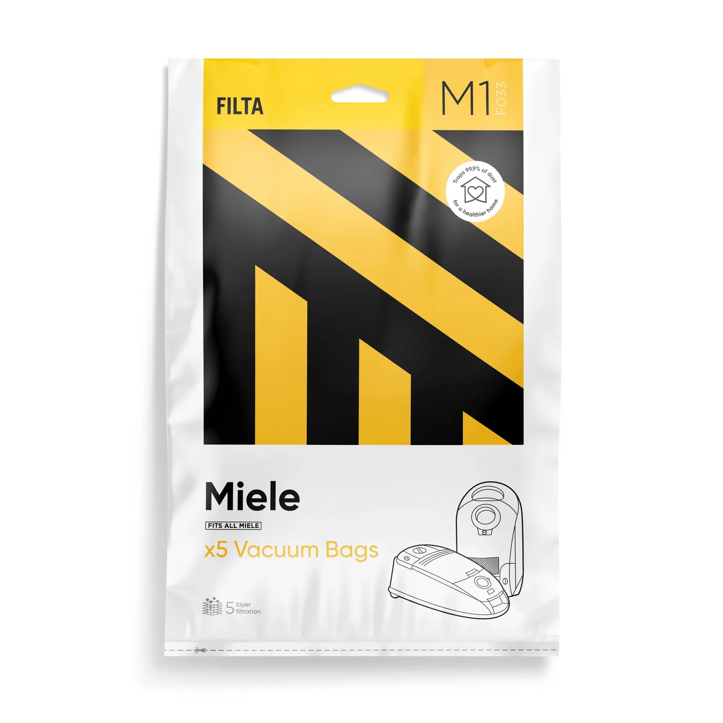 Vacuum Dust Bags 5 Pack Miele, Hoover 16012 FILTA F033