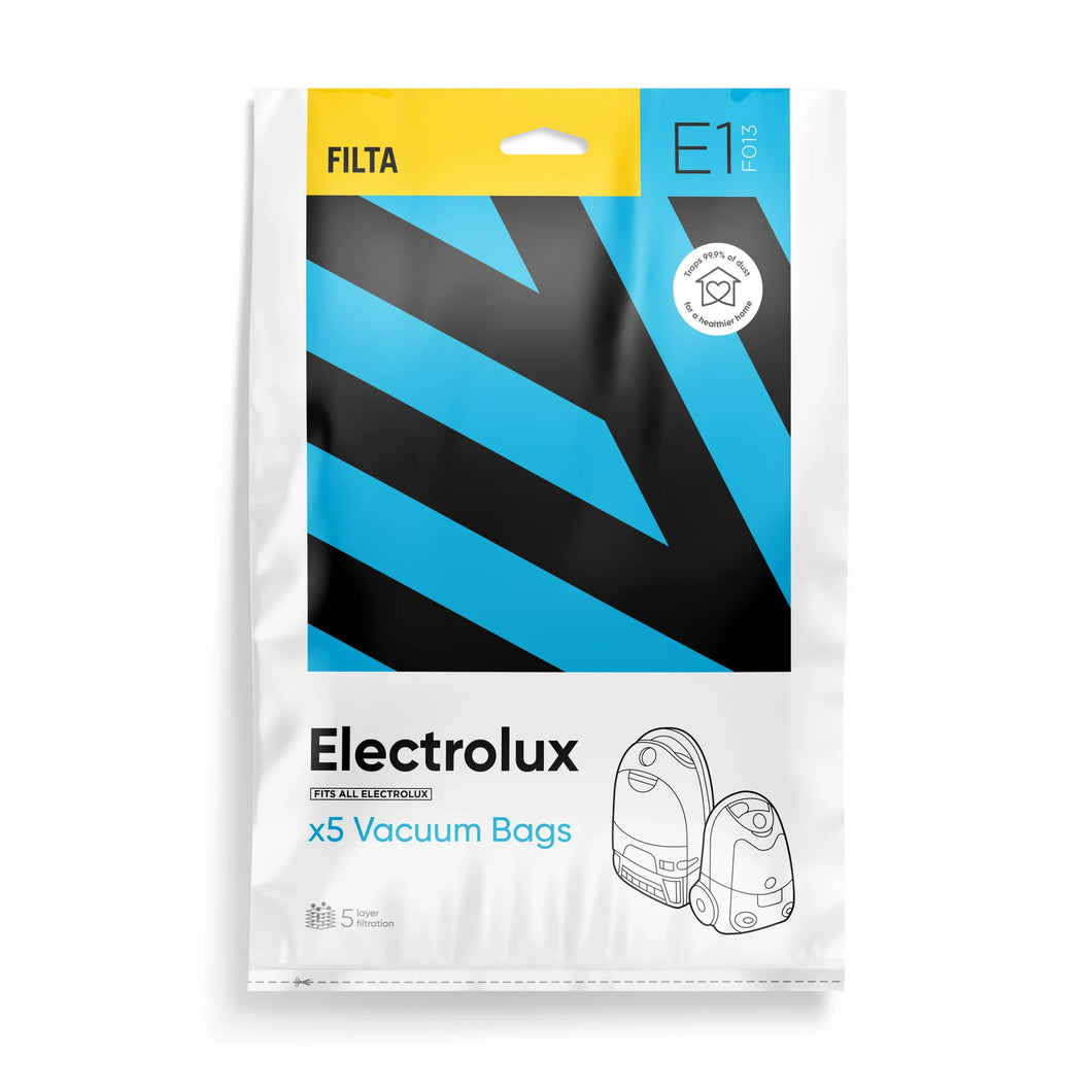 Vacuum Dust Bag Pack of 5 Electrolux/ Phillips  51012 (F013) Filta