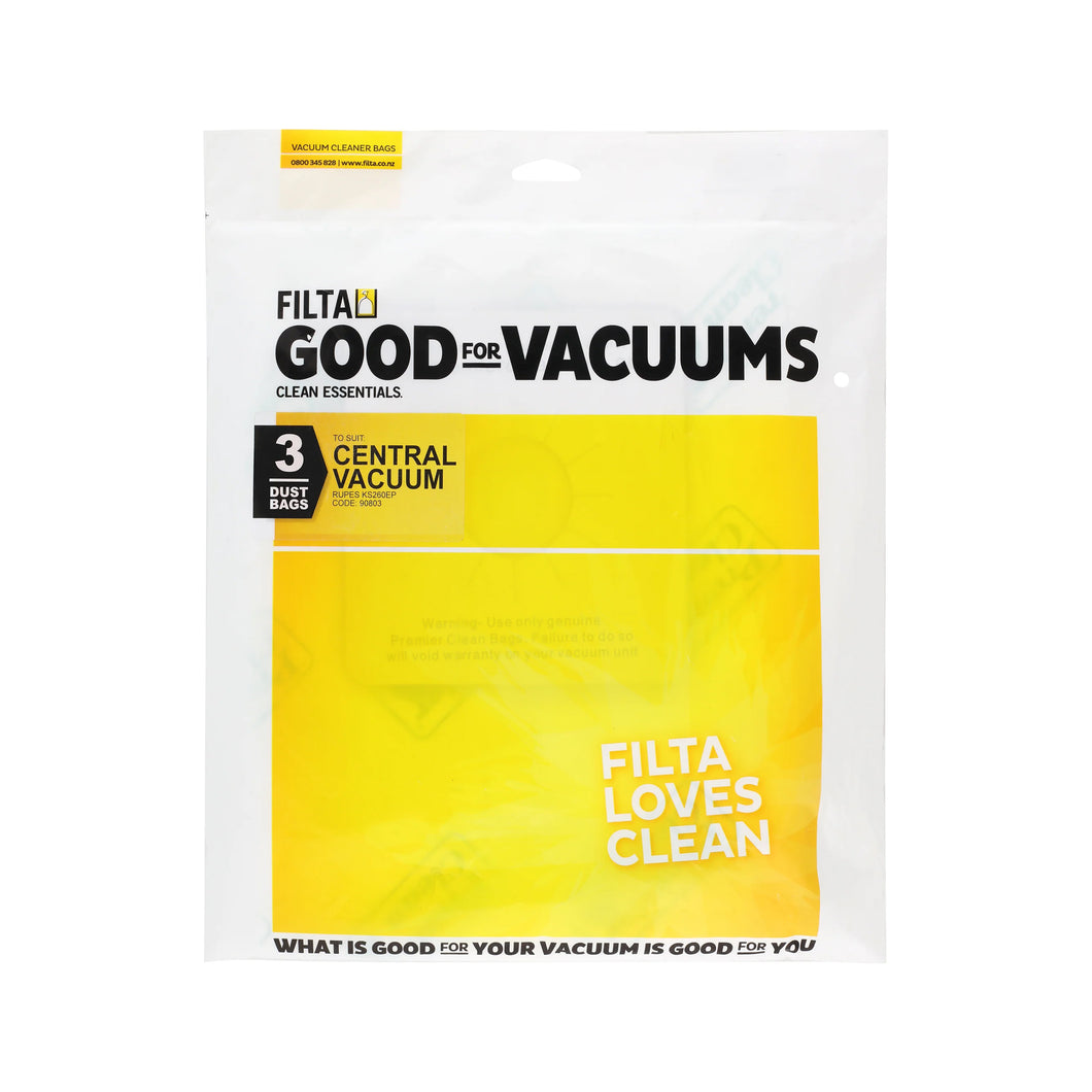 Central Vacuum Dust Bags Pack of 3 90803 F007