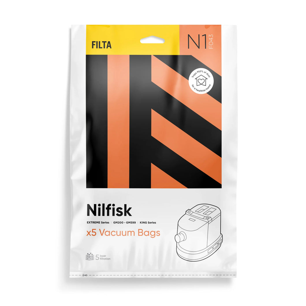 Vacuum Dust Bags 5 Pack Nilfisk 50014 FILTA F043