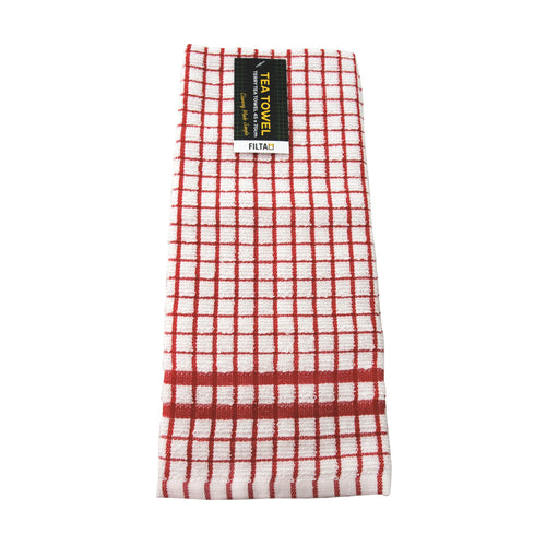 Tea Towel Black Cotton Red 31004