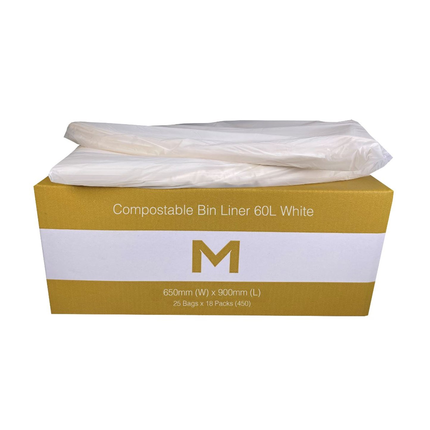 Compostable Rubbish Bags Pack of 25 White - Choose 60 or 80litre