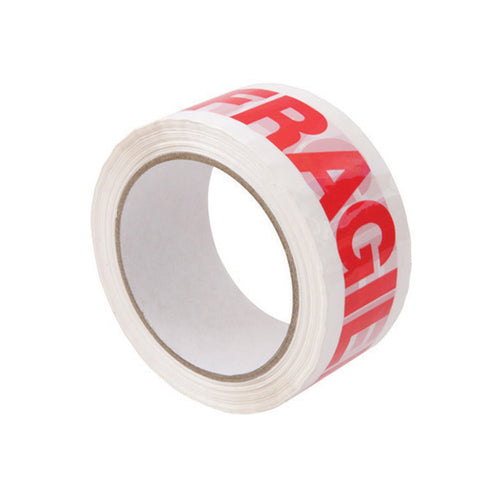 'Fragile' Message Tape White/Red, 48mm x 100m x 50mu