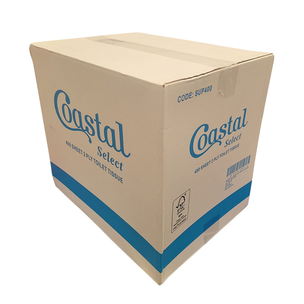 Toilet Rolls 2ply 400 sheets - Top Quality - Coastal