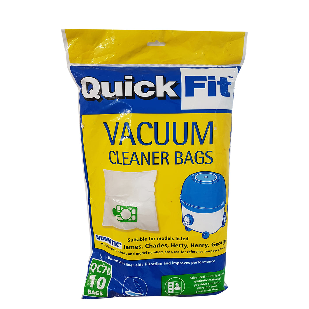 Vacuum Dust Bags 10 Bags Numatic QC70