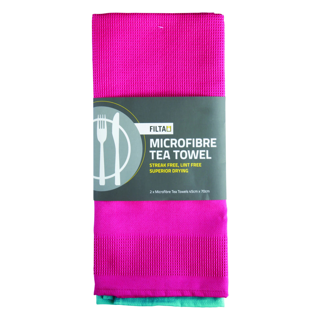 Tea Towel Microfibre 2 Pack Cerise 30059