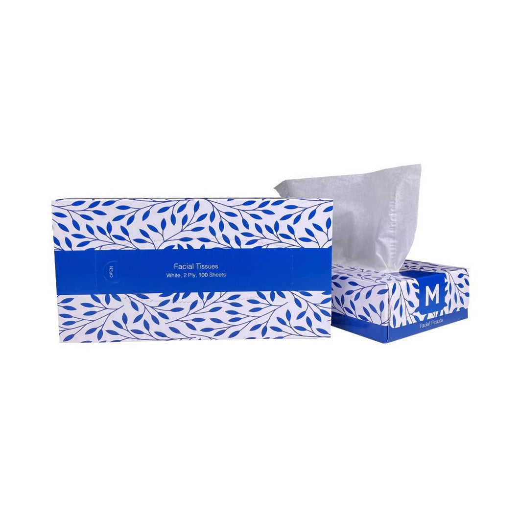 Facial Tissues - White, 2 Ply, 100 Sheets Ctn of 48packs MPH27290