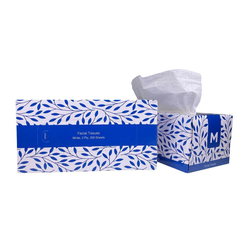Facial Tissues - White, 2 Ply, 200 Sheets Ctn of 24packs